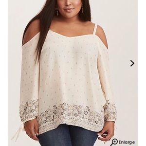 Torrid cream cold shoulder top